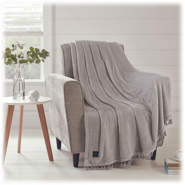 MorningSave Brookstone Heated Throw with Tassels