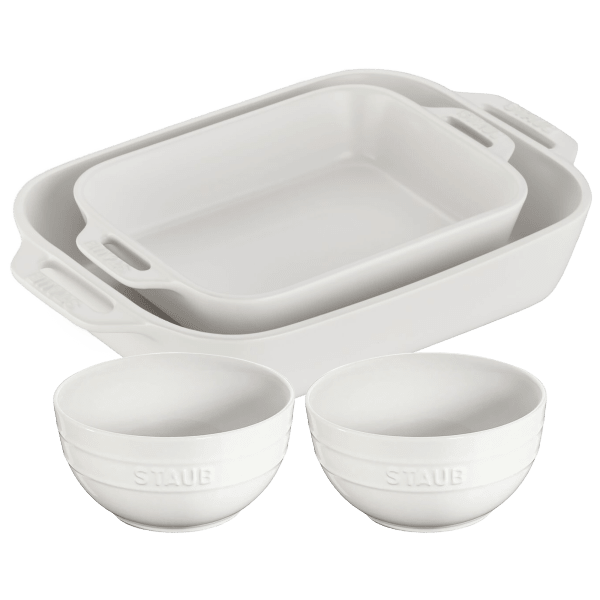 Staub Ceramic 4-pc, Baking and Bowl Set, White