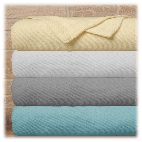 SideDeal Bibb Home Basket Weave 100 Durable Cotton Blankets