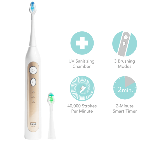 SideDeal Smile Bright Elite Sonic Toothbrush with UV Sanitizing and 6