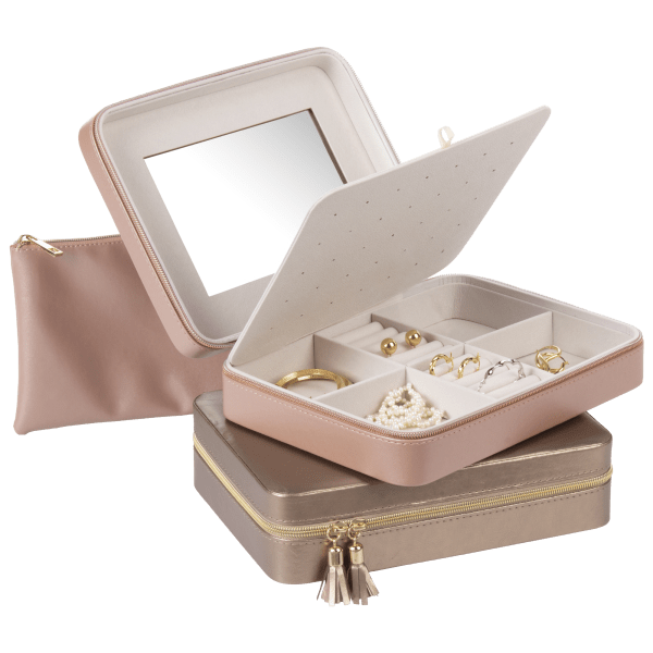 Meh Heidi & Oak Large Jewelry Organizer with Mirror and Pouch