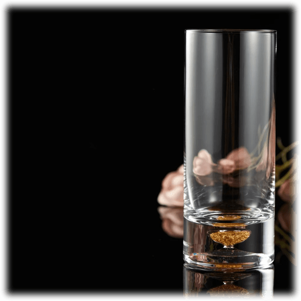 MorningSave 4Piece Berkware Whiskey Glasses with Unique Embedded Gold