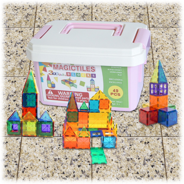MorningSave Magic Tiles 49 Piece Tiles Set with Storage Case