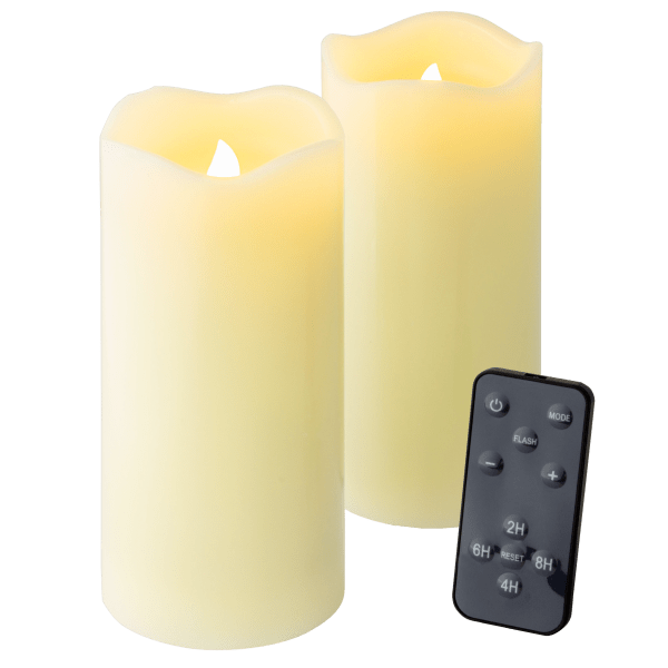 Meh 2Pack Night Stars Flickering LED Candles with Red Lasers and Remote