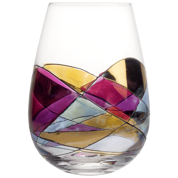 Set Of 4 Crystal Sagrada 10 Line Stained Glass Cornet Barcelona