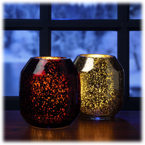 MorningSave Luxe Rachel Zoe Large 9" Flameless Mercury Glass Hurricane