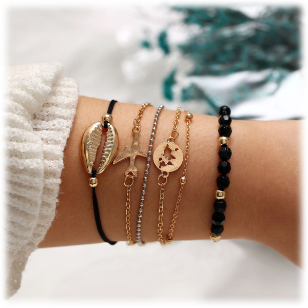 MorningSave Golden NYC Jewelry 6Piece Bracelet Set