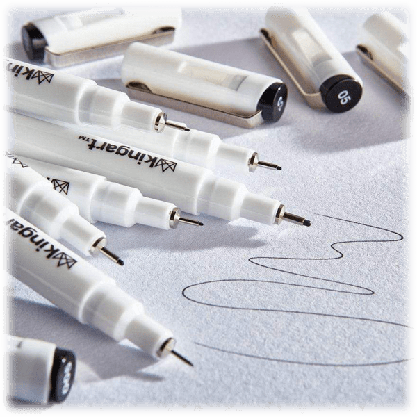 Meh King Art 43Piece Fineliner Brush Pens, Black Assorted Nib Pens