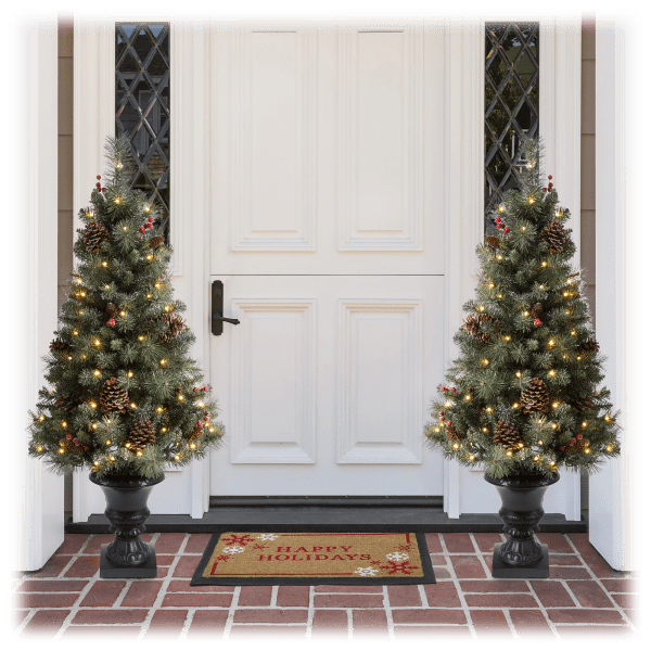MorningSave Glitzhome 4ft PreLit Artificial Flocked Christmas Tree