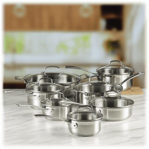 MorningSave Cuisinart 14Piece Classic Brushed Stainless Cookware Set