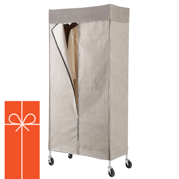 MorningSave Simply Essential Mobile Garment Rack with Gray Fabric Cover