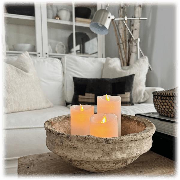 MorningSave Sandstone & Sage 3Piece Flameless LED Candles