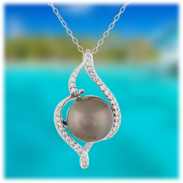 Morningsave Splendid Pearls Tahitian Pearl Silver Pendant 10 11mm Pearl