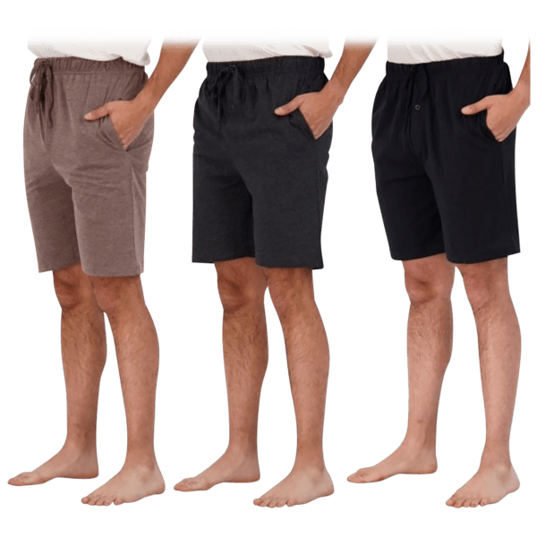 MorningSave 3Pack Men's Cotton Lounge Shorts with Pockets