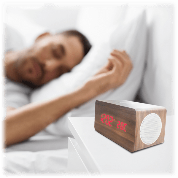 SideDeal ZTech Wood Finish Alarm Clock with Wireless Phone Charger and