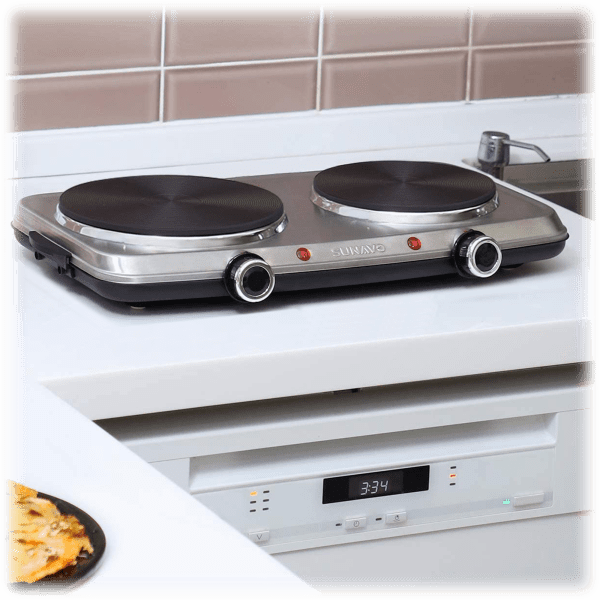 SideDeal Sunavo 1800W Stainless Steel Electric Double Burner with Handles
