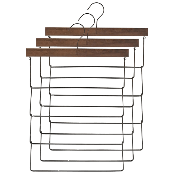 MorningSave 6Pack YH Goods HighGrade 4 Tier Wooden Pants Hangers