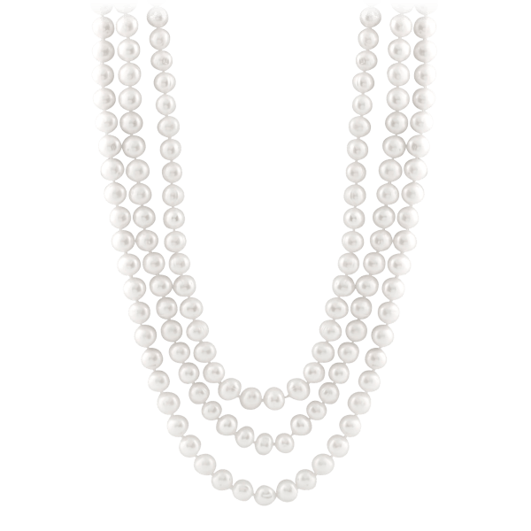 MorningSave Splendid Pearls Endless 80" White Pearl Necklace