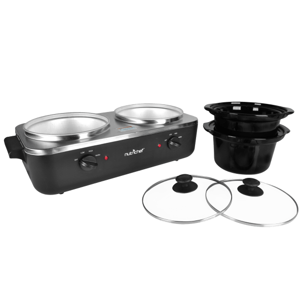 NutriChef Portable Dual Pot Electric Slow Cooker Buffet Food Warmer Chafing  Dish