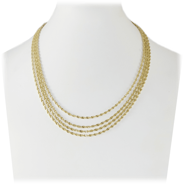 MorningSave Savvy Cie 18K Gold Triple Strand Diamond Cut Rope Necklace