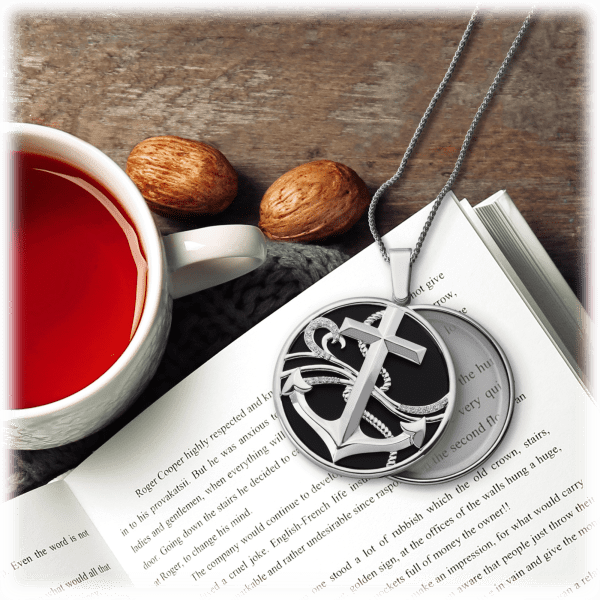 MorningSave Lux Vue Magnifying Glass & Mirror Anchor Silver Pendant