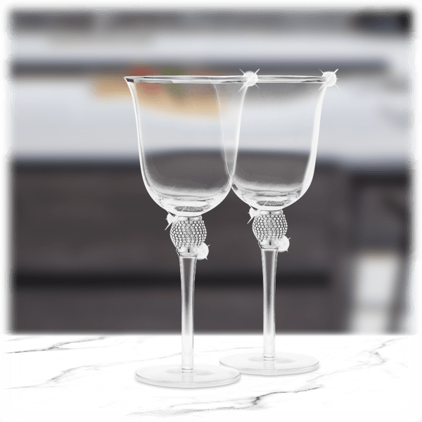 MorningSave Aisle26 Rosè Wine Glass with Rhinestone Design and Silver