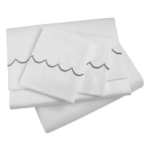 MorningSave Peacock Alley 300TC Sateen Scallop Embroidered Sheet Set