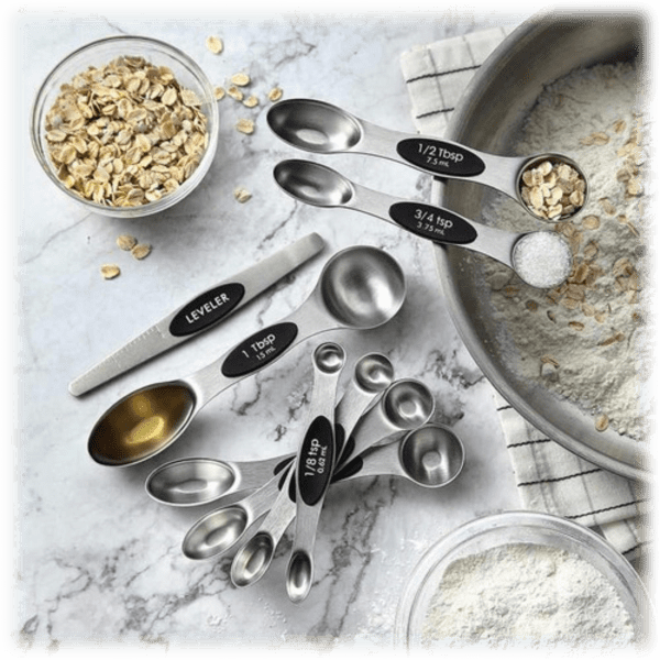 Magnetic Metal Measuring Spoons Set Stainless Steel Etched