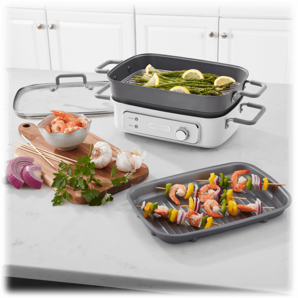 MorningSave Cuisinart Stack5 Multifunctional Electric Grill with Glass Lid