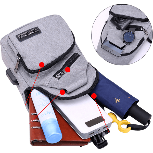 SideDeal Sling Bag Shoulder Backpack Chest Bag for Women & Men with USB