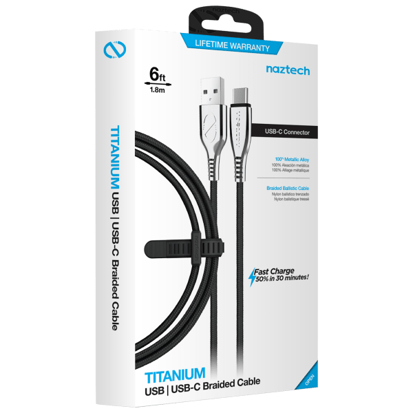 TITANIUM USB-C to MFi Lightning Braided Fast Charge Cable, 6ft