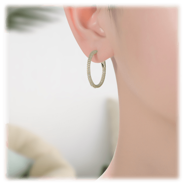 MorningSave Genevive CZ Encrusted Thin Hoop Earrings