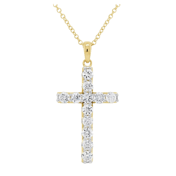 MorningSave Niss & Niflaot Topaz & Diamond Accent Cross Necklaces in 18K Gold Plated