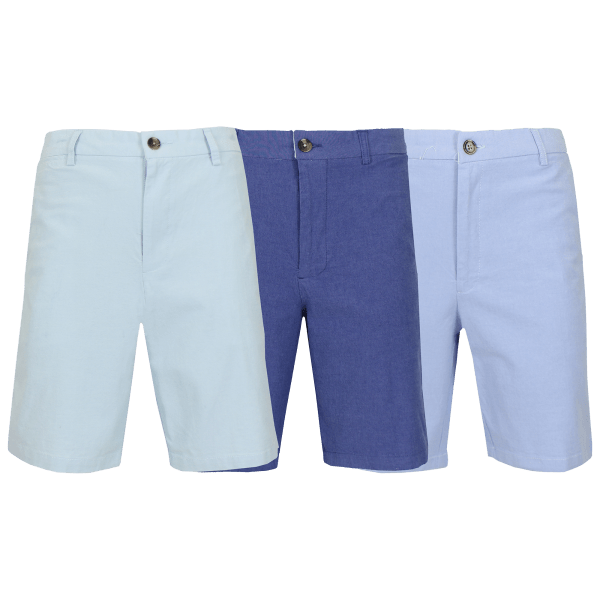 MorningSave 3Pack Men's FlatFront Cotton Stretch Oxford Chino Shorts