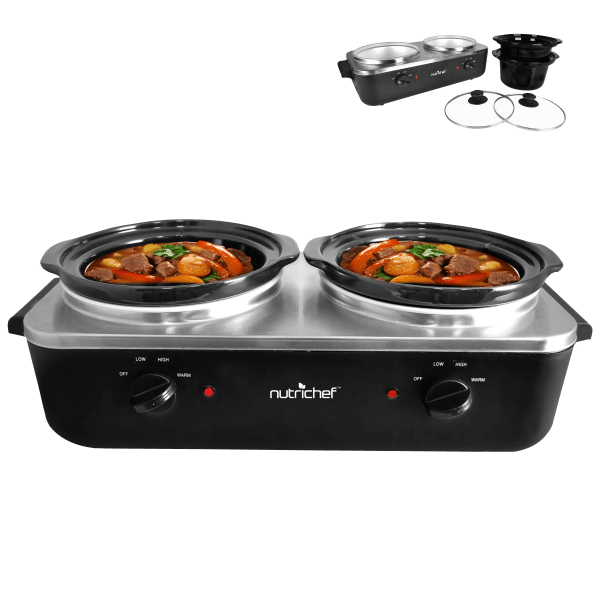 NutriChef 2 Qt. Dual Pot Electric Slow Cooker