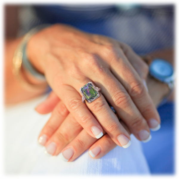 MorningSave Mystic Topaz Ring with Diamond Accent Halo