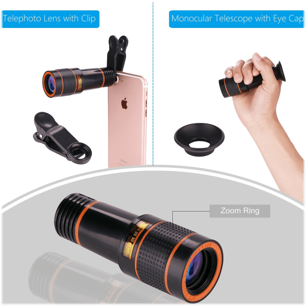 MorningSave Lux Telescope Lens and 5 in 1 Camera Lens Kit Bundle