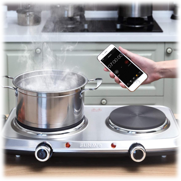 MorningSave Sunavo 1800W Stainless Steel Electric Double Burner with