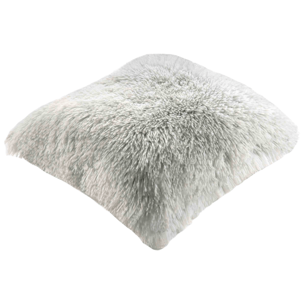 Cheer Collection Set of 2 Shaggy Long Hair Throw Pillows - White - 18 x 18 in