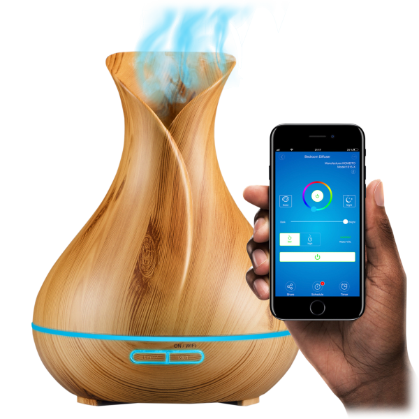 MorningSave Sierra Modern Home "Smart" Diffuser + 3 Oils (Alexa and