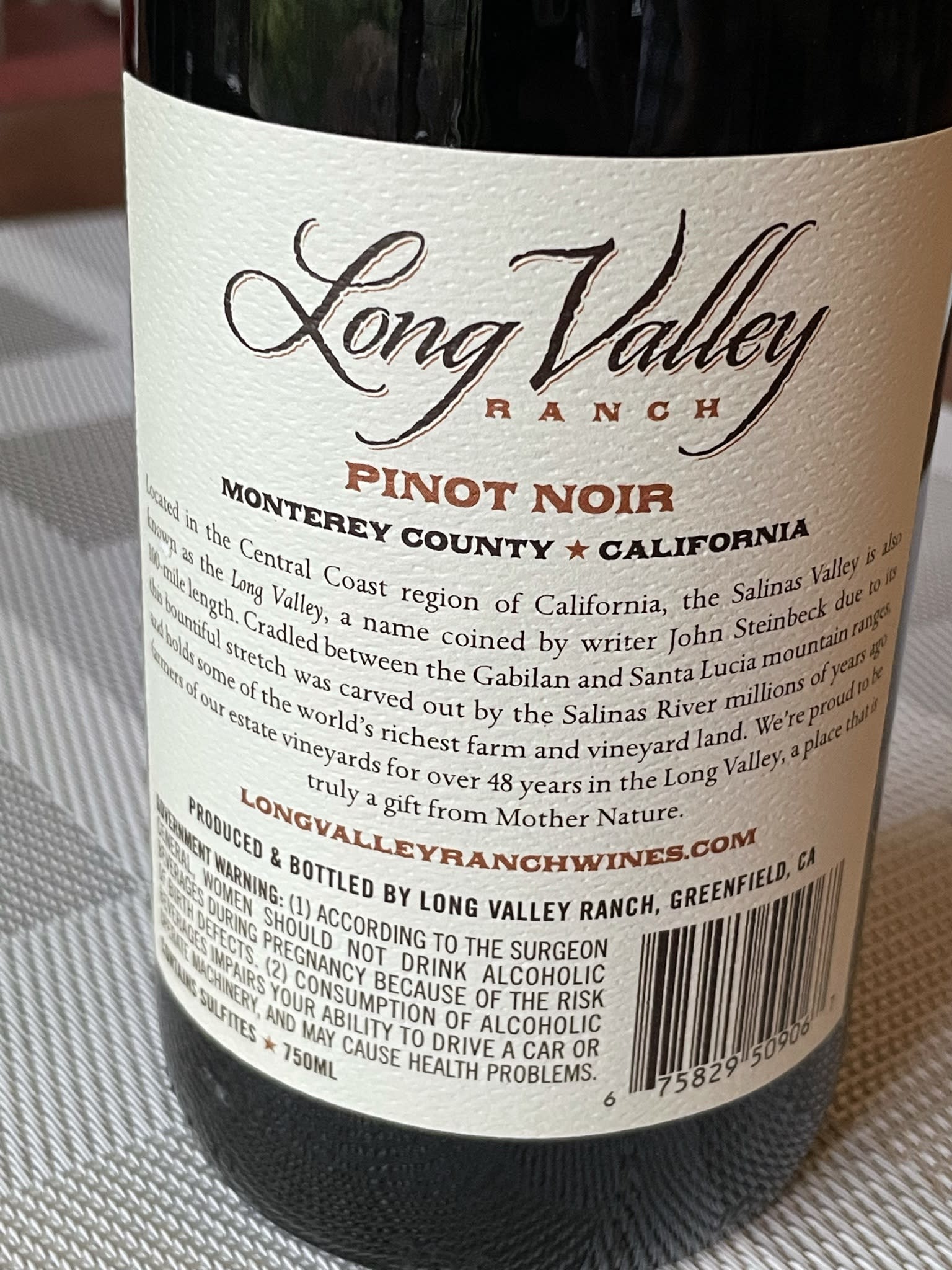 Casemates Long Valley Ranch Pinot Noir