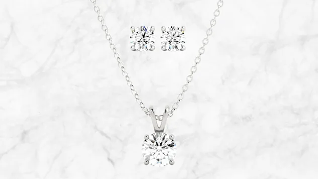 Voss+Agin 3 Carat TW Moissanite Stud Earrings & Necklace Set