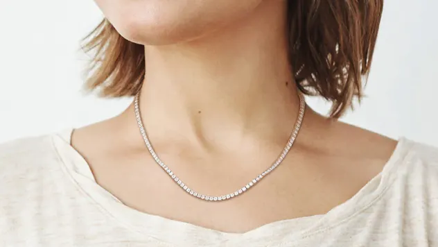 Voss+Agin 12.5 CT DEW Lab-Created Brilliant Sapphire Tennis Necklace