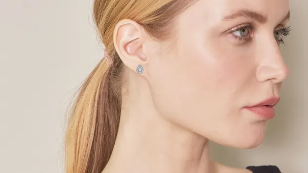 Unique Design 1/10 Carat TW Lab Grown Diamond Pear Earrings
