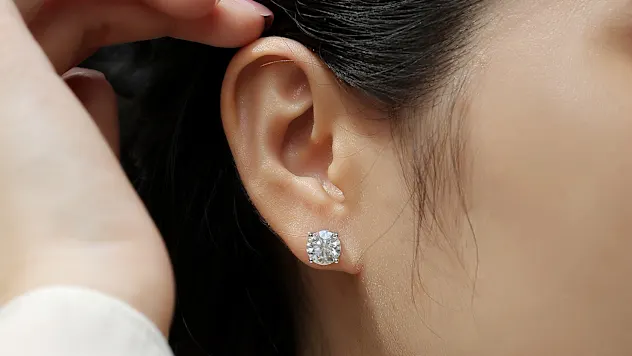 Saffron Moissanite Diamond Stud Earrings