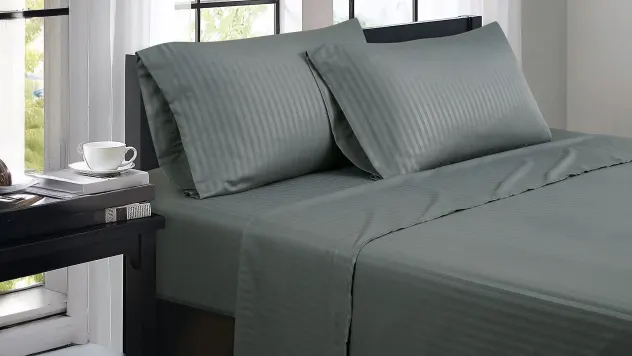 Bibb Home 4-Piece Damask Striped Sheet Sets