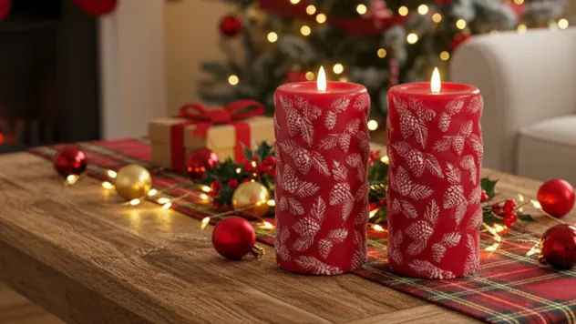 Martha Stewart 2-Piece Flameless 6" Pinecones and Evergreen