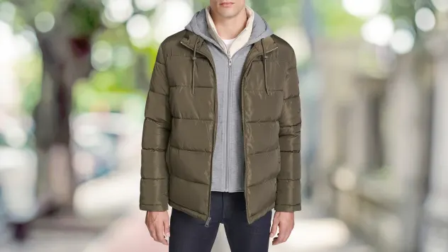 Kenneth Cole Men's Puffer Jacket with Bib