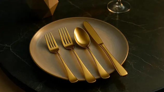 Roberts & Belk 45-Piece Camden Gold Flatware Set