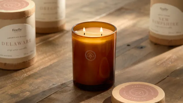 3-Pack: Firefly Candle Soy Wax 2-Wick Amber Glass Jar Candle